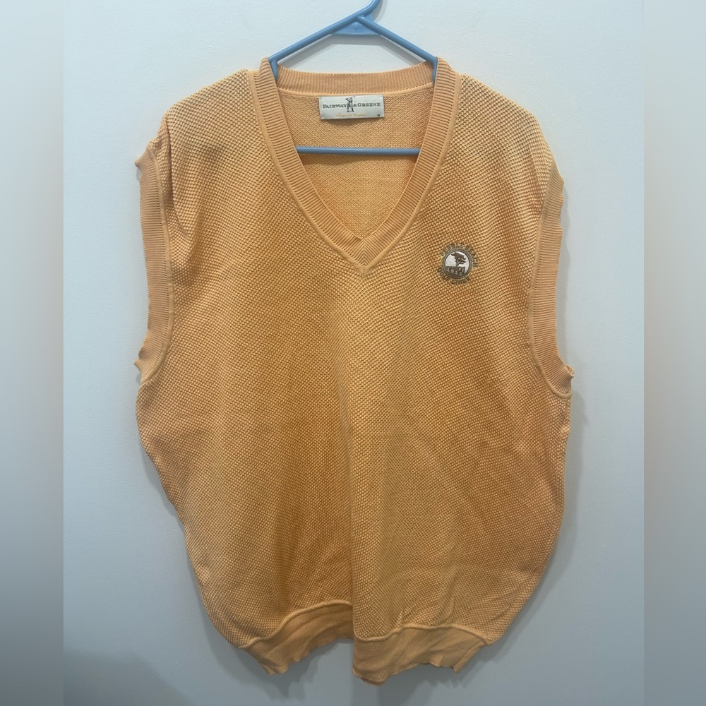 Fairway Greene Sweater Vest XXL Peach Golf Pima Cotton Pebble Beach Logo Stretch